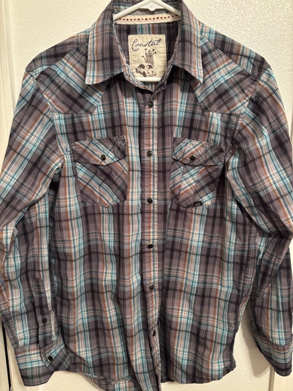 Coastal snap front western shirt M